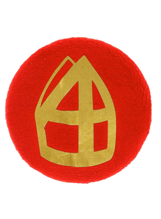 Button Rood "Sint Mijter" (4x4cm.)