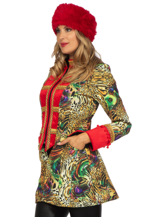 Luxe Dames Carnavalsjas panter-rood