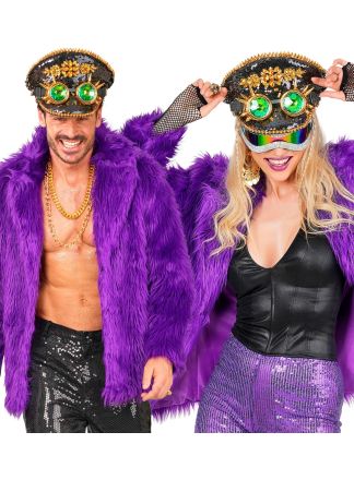 Unisex bontjas paars - halflang model