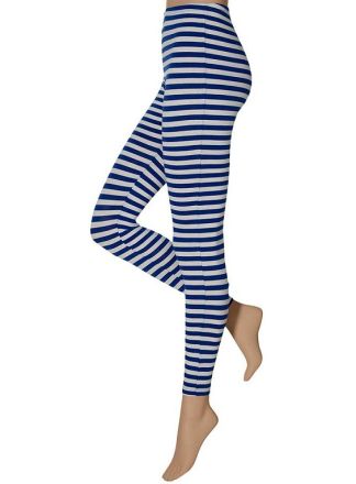 Strepen carnavals legging blauw-wit