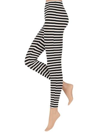 Strepen carnavals legging zwart-wit