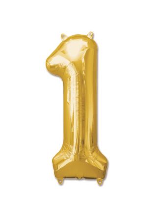 Folieballon goud 92cm. cijfer 1 (excl.helium)