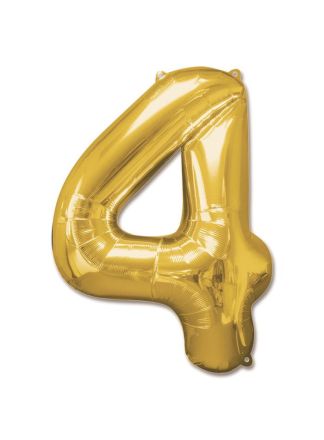 Folieballon goud 92cm. cijfer 4 (excl.helium)