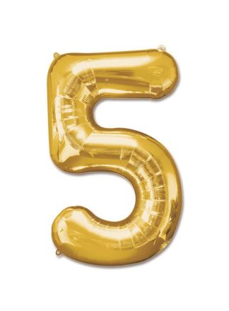 Folieballon goud 92cm. cijfer 5 (excl.helium)