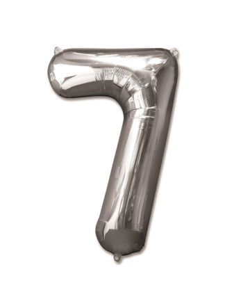 Folieballon zilver 92cm. cijfer 7 (excl.helium)