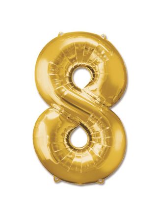 Folieballon goud 92cm. cijfer 8 (excl.helium)
