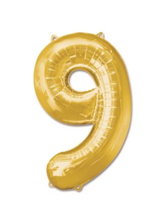Folieballon goud 92cm. cijfer 9 (excl.helium)