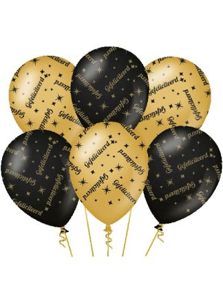 ClassyParty ballonnen Gefeliciteerd 6stuks (30cm.)