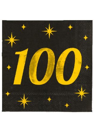 16 Servetten (17x19cm.) Classy 100 jaar