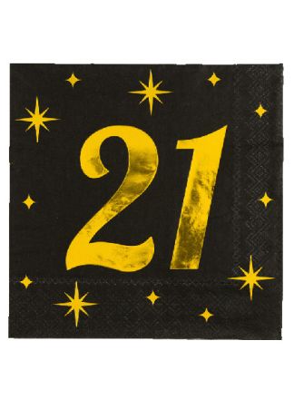 16 Servetten (17x19cm.) Classy 21 jaar