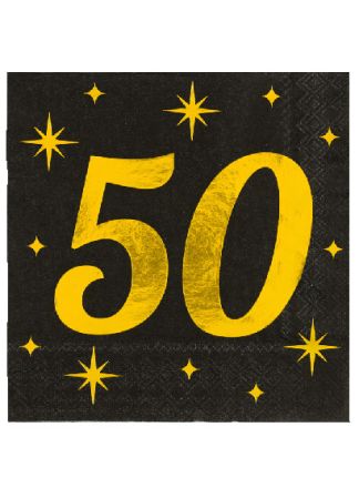 16 Servetten (17x19cm.) Classy 50 jaar