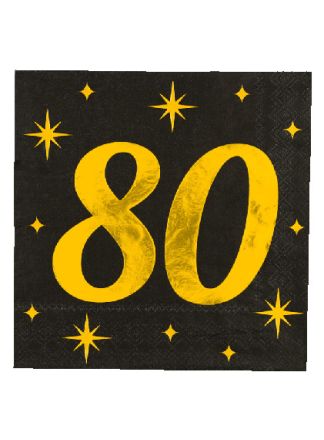 16 Servetten (17x19cm.) Classy 80 jaar