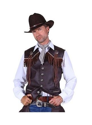 Heren cowboy vest deluxe 1dlg.