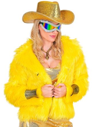 Dames bontjas geel - kort model