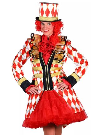 Dames Carnavalsjas "diamonds" rood-wit