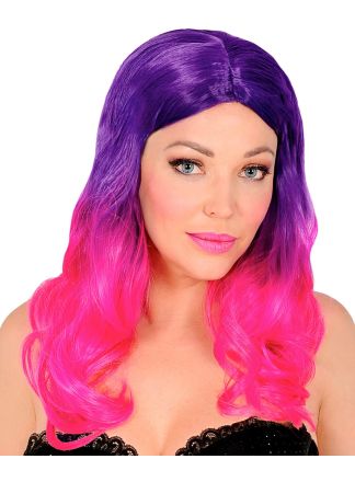 Dames pruik 2 kleuren (pink-paars)