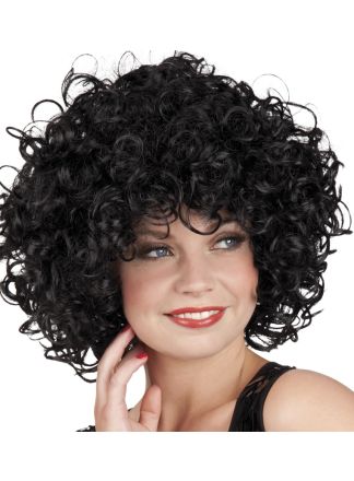 Jaren 70 pruik zwart krullen