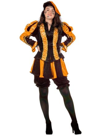 Dames Piet pak 3dlg. pansamt oranje