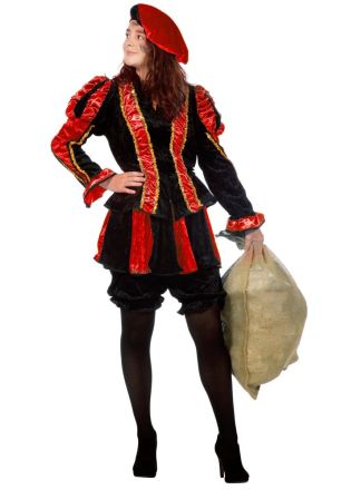 Dames Piet pak 3dlg. pansamt rood