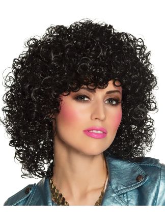 Zwarte krullen pruik "Club"
