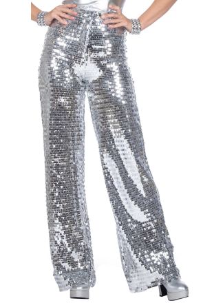 Deluxe zilveren party glitter broek