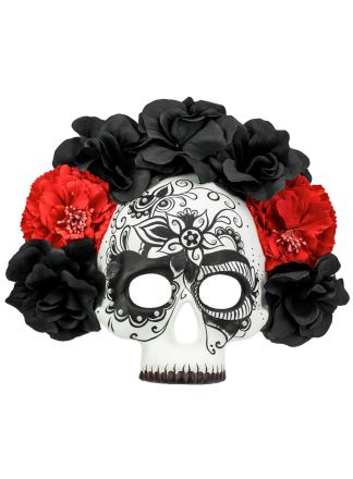 Dia de los Muertos halfmasker zwart
