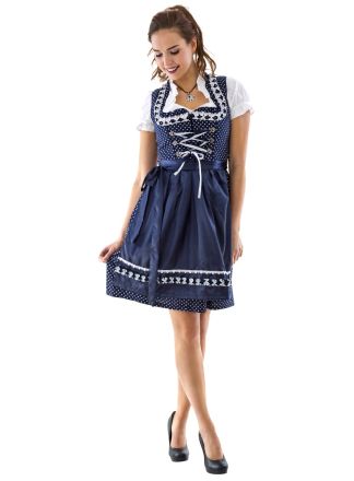 Dirndl Polka blauw-wit 3dlg.