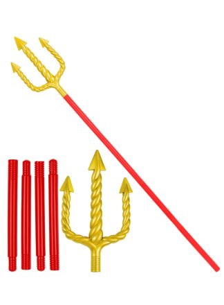 Luxe Duivel 3tand rood-goud 137cm.