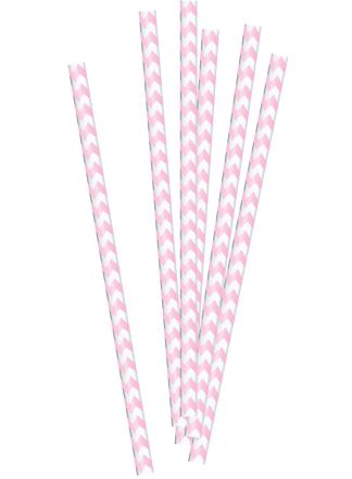 Papieren Rietjes Roze 20 stuks