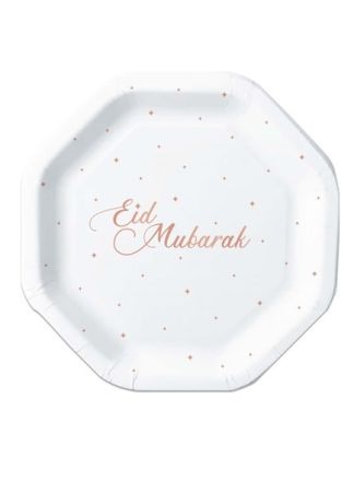 Borden Eid Mubarak 23cm 8stuks. rose-goud