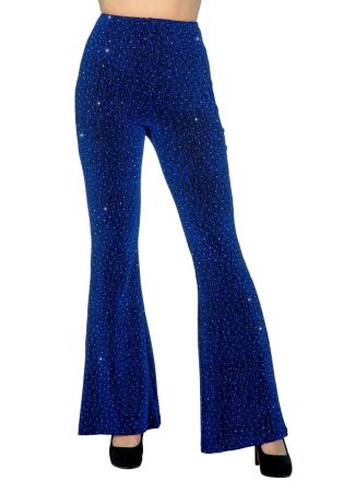 Dames Glitter Flared broek Blauw