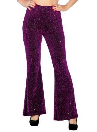 Dames Glitter Flared broek Fuchia