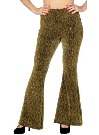 Dames Glitter Flared broek Goud