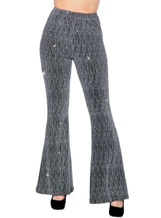Dames Glitter Flared broek Zilver