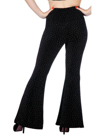 Dames Glitter Flared broek Zwart