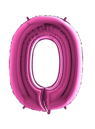 Folieballon pink 100cm. cijfer 0 (excl.helium)
