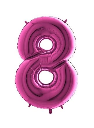 Folieballon pink 100cm. cijfer 8 (excl.helium)