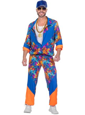 Heren trainingspak blauw/oranje