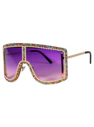 Foute bril XL met steentjes paars