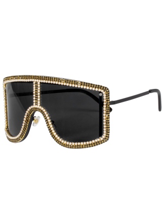 Foute bril XL met steentjes zwart