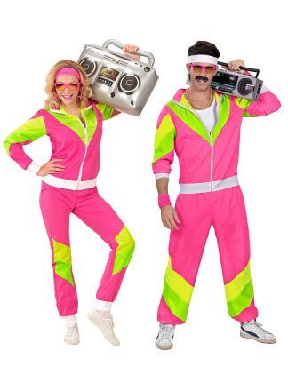 80's trainingspak fluor roze 2dlg. (ACTIEPRIJS!)