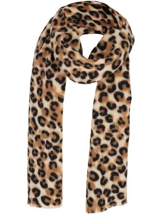 Wollen Sjaal panter print 40x160cm.