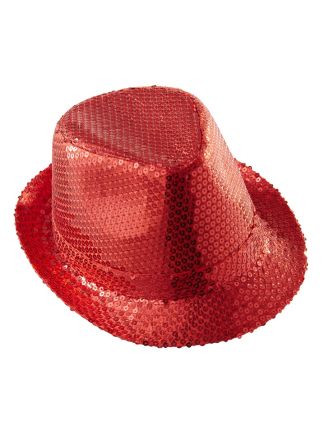 Hoed kojak pailletten rood