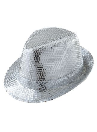 Hoed kojak pailletten zilver