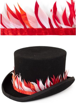 Ganzen veren band rood-wit 3mtr.