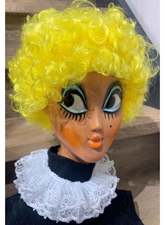 Krullen pruik geel