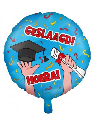 Folieballon 46cm. Cartoon Geslaagd  (Excl Helium)