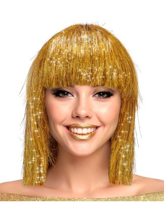 Glitter Bobline pruik goud