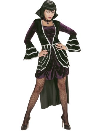 Gothic vampire paarse jurk 1dlg.