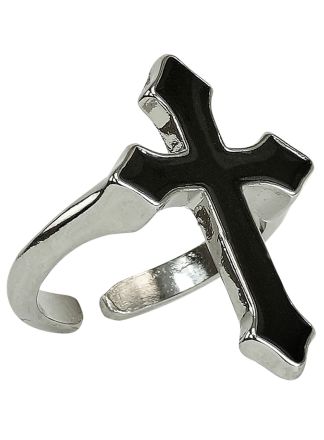 Ring Gothic zwart kruis